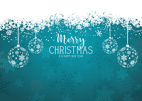 Decorative Christmas and New Year background with hanging bauble